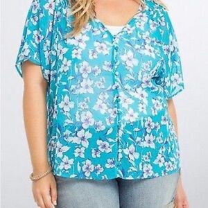 Torrid Blue Boxy Blouse with Relaxed Fit